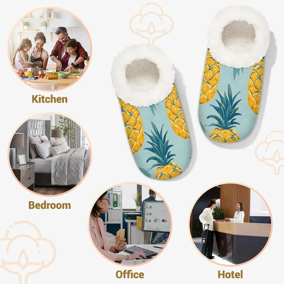 Cute Rabbits Flowers Soft Home Slippers for Women Lightweight Men's House Shoes Women's Slippers
