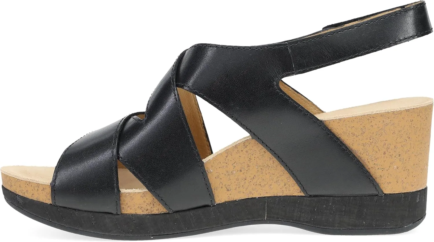 Dansko Shyla Wedge Sandal for Women - Cork/EVA Wedge with Arch Support -Fully Adjustable Straps-Lightweight Rubber Outsole