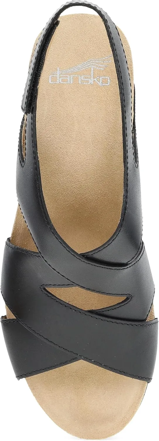 Dansko Shyla Wedge Sandal for Women - Cork/EVA Wedge with Arch Support -Fully Adjustable Straps-Lightweight Rubber Outsole