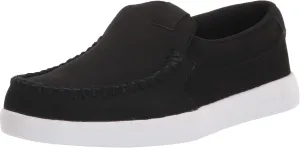 DC Men's Villain 2 Casual Slip On Skate Shoe Slipper, Black/Black/White Nubuck, 10.5