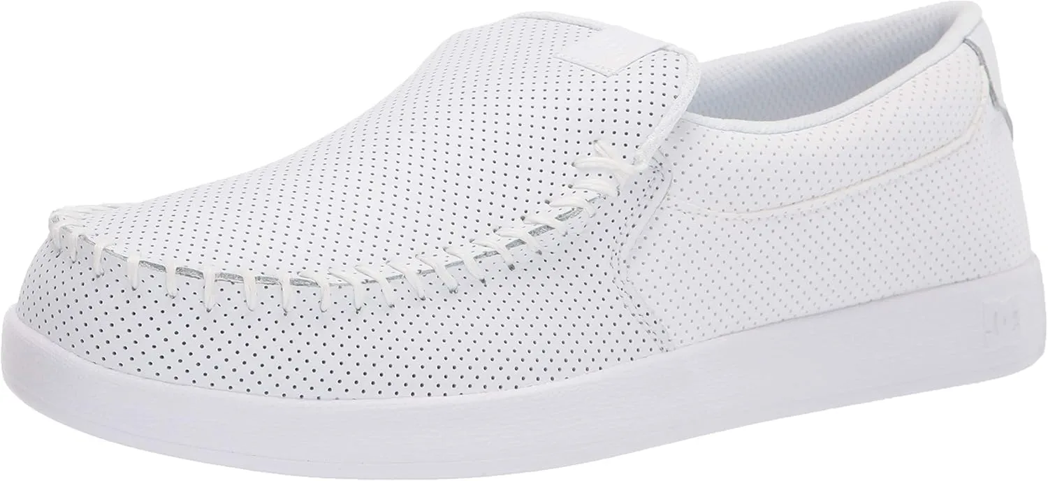 DC Men's Villain 2 Casual Slip On Skate Shoe Slipper, White, 6