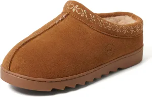 Dearfoams Women's Suede Indoor Outdoor Slip on Memory Foam House Doreen Clog Slippers