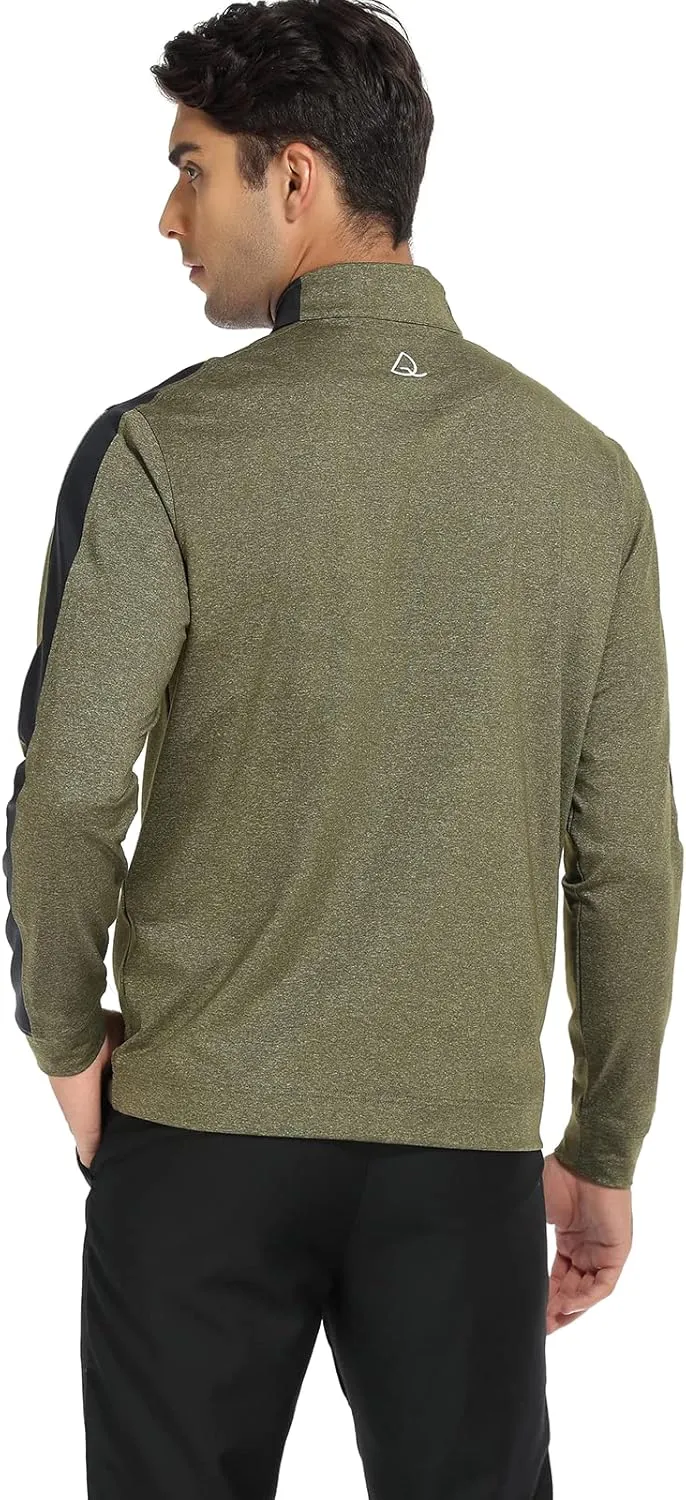DEOLAX Mens Quarter Zip Pullover Solid 1/4 Zip Pullover Mens Athletic Performance Dry Fit Long Sleeve Thermal Mens Sweatshirt