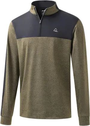 DEOLAX Mens Quarter Zip Pullover Solid 1/4 Zip Pullover Mens Athletic Performance Dry Fit Long Sleeve Thermal Mens Sweatshirt