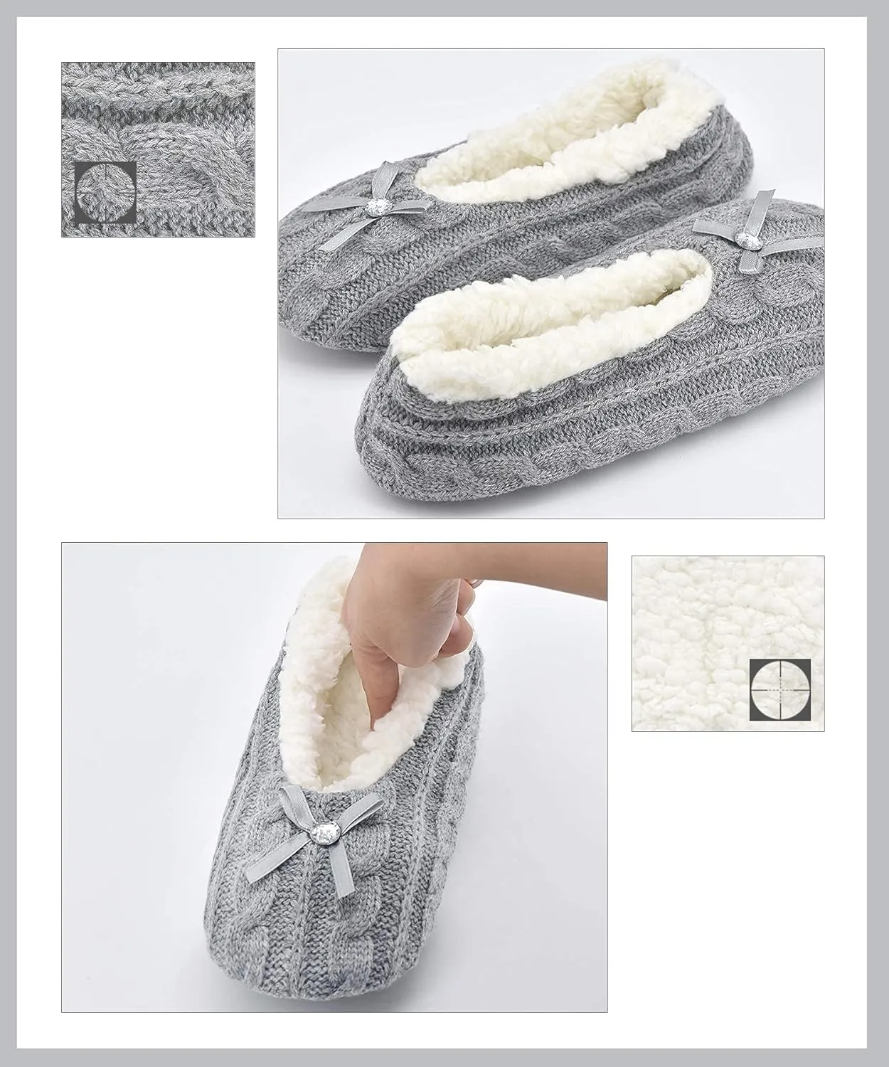 DICUIRD Womens Thick & Warm Slipper Socks with Grippers - Knit House Slippers