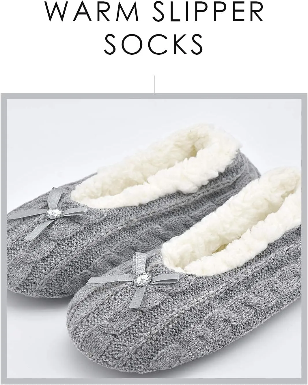 DICUIRD Womens Thick & Warm Slipper Socks with Grippers - Knit House Slippers
