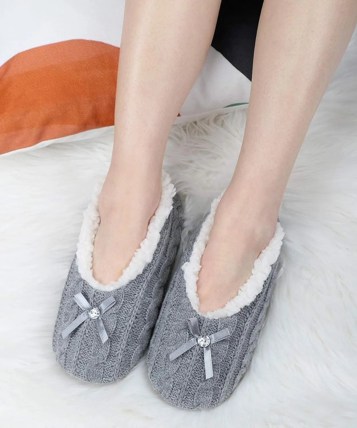 DICUIRD Womens Thick & Warm Slipper Socks with Grippers - Knit House Slippers