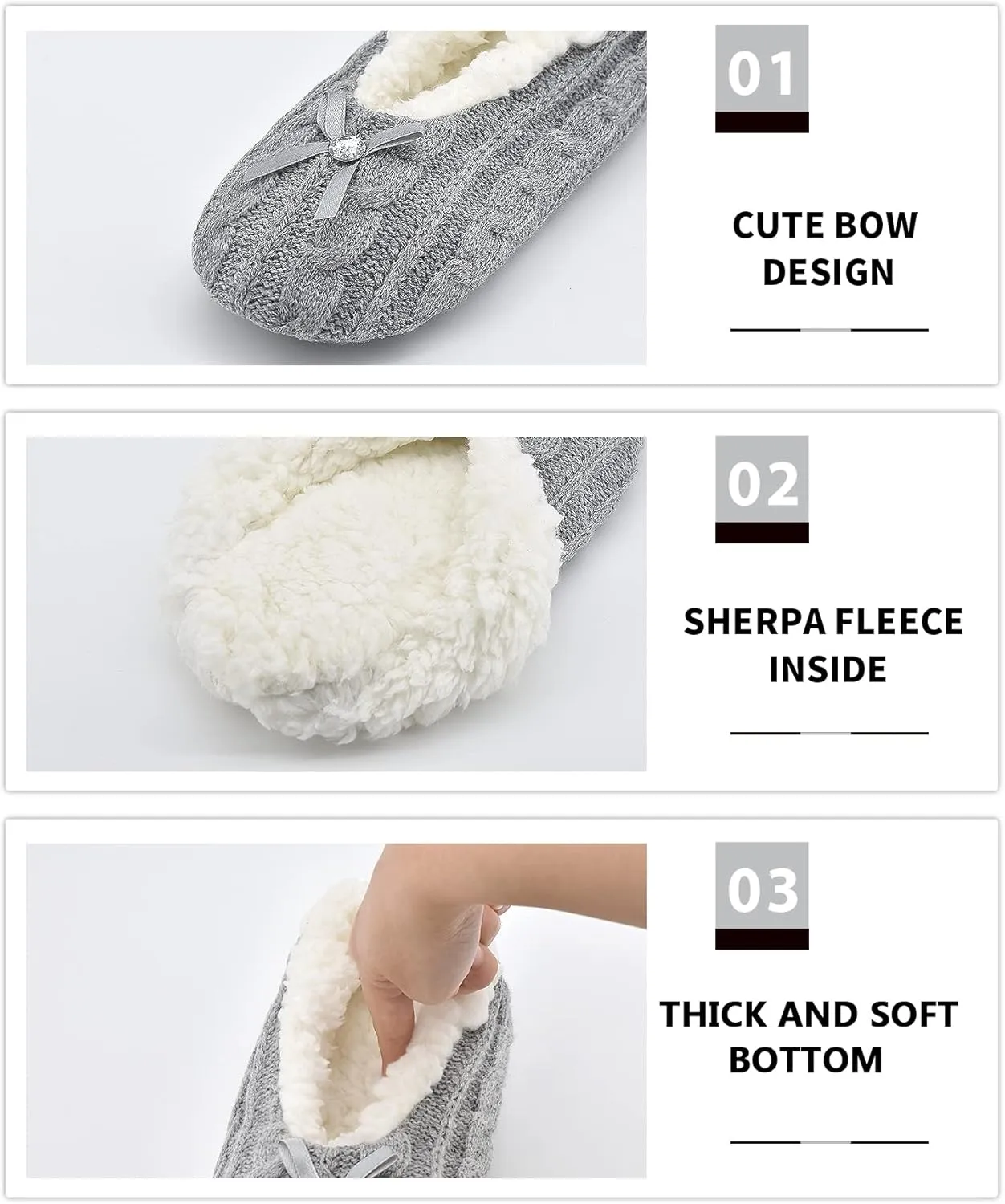 DICUIRD Womens Thick & Warm Slipper Socks with Grippers - Knit House Slippers