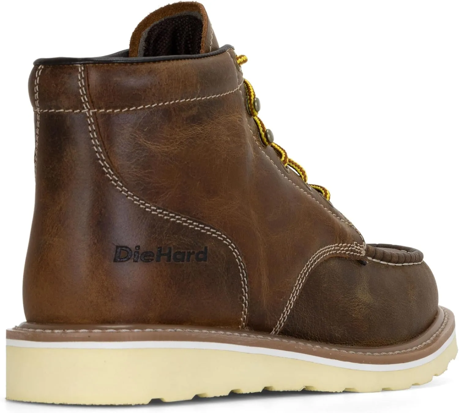 DieHard Mustang Wedge Brown Boot – Soft Toe, Full Grain Leather, Slip-Resistant, Electrical Hazard Protection