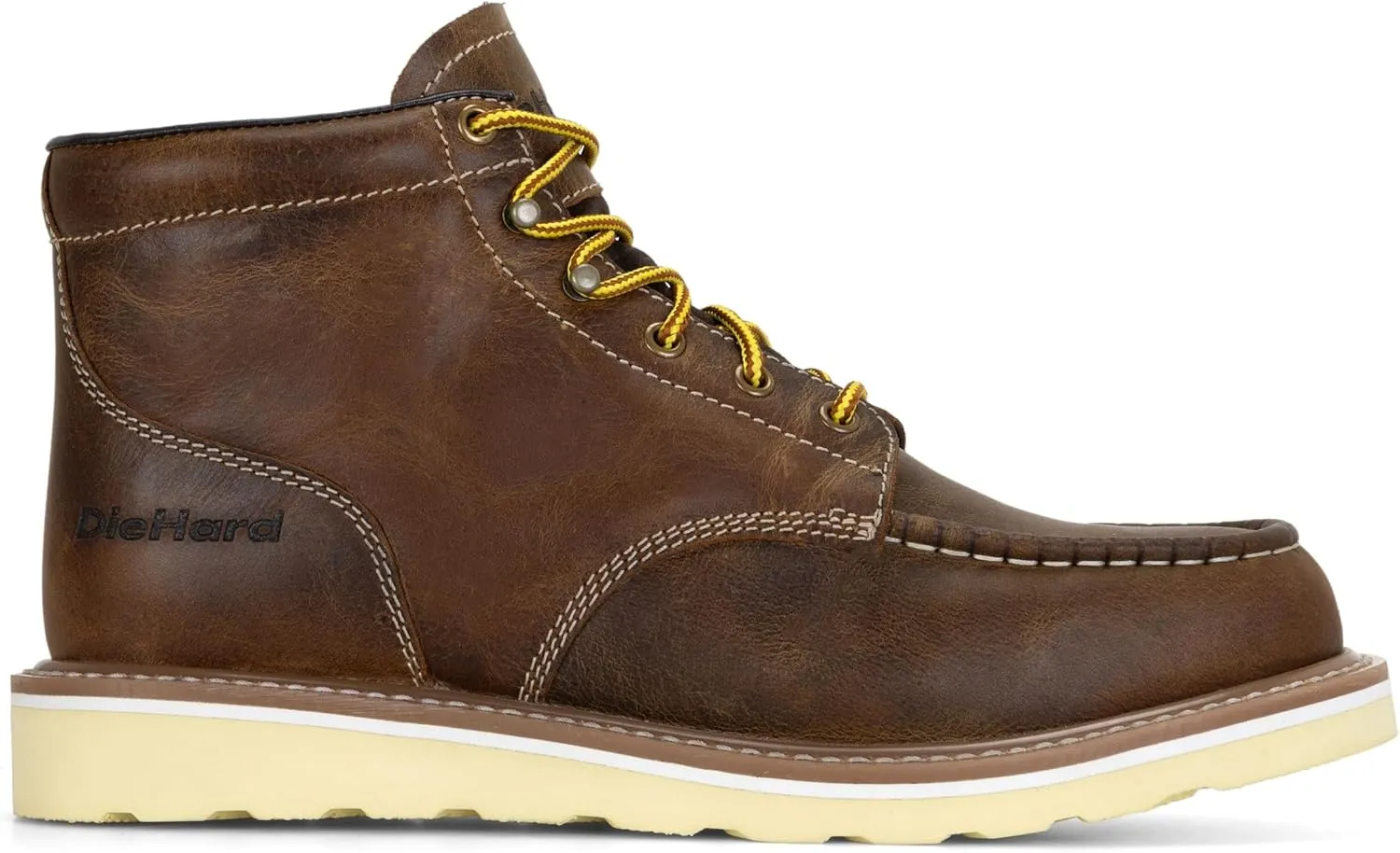 DieHard Mustang Wedge Brown Boot – Soft Toe, Full Grain Leather, Slip-Resistant, Electrical Hazard Protection