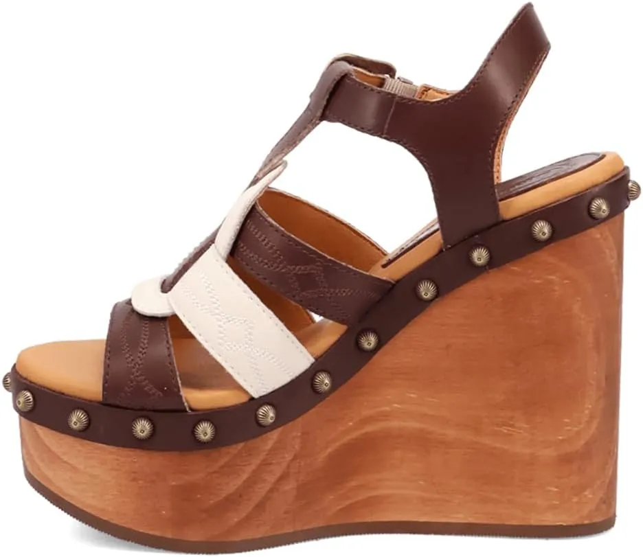 Dingo Womens Cosmo Studded Casual Sandals Casual Mid Heel 2-3" - Brown