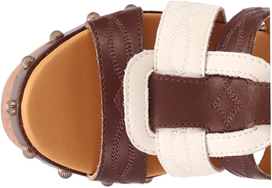 Dingo Womens Cosmo Studded Casual Sandals Casual Mid Heel 2-3" - Brown