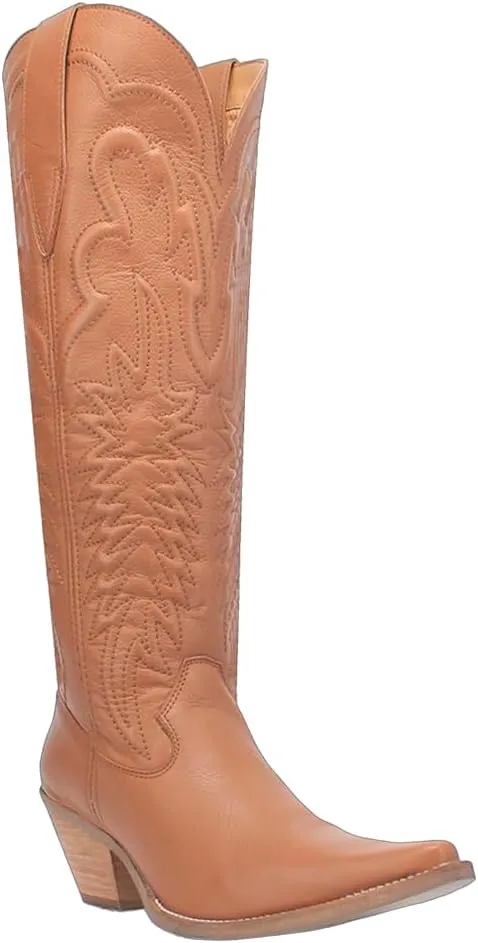 Dingo Womens Raisin Kane Embroidered Snip Toe Casual Boots Over the Knee Mid Heel 2-3" - Black