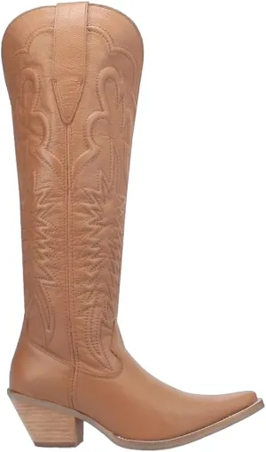 Dingo Womens Raisin Kane Embroidered Snip Toe Casual Boots Over the Knee Mid Heel 2-3" - Black