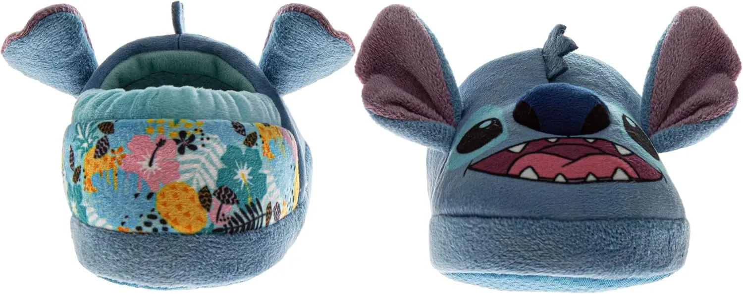Disney Kids Lilo and Stitch Slippers for Girls - Stitch Plush Warm Soft Aline Comfy Lightweight House Shoes (5-10 toddler / 11-12 little kid)