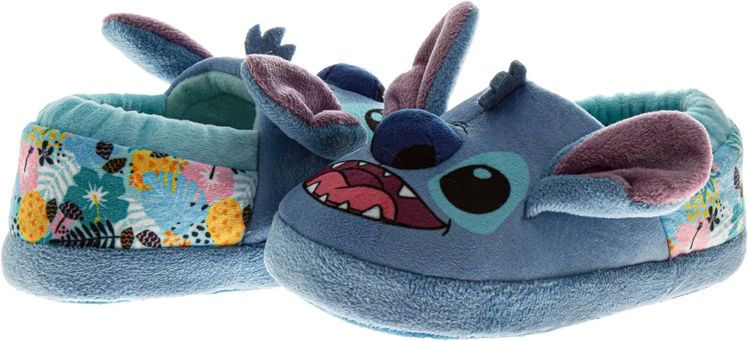 Disney Kids Lilo and Stitch Slippers for Girls - Stitch Plush Warm Soft Aline Comfy Lightweight House Shoes (5-10 toddler / 11-12 little kid)