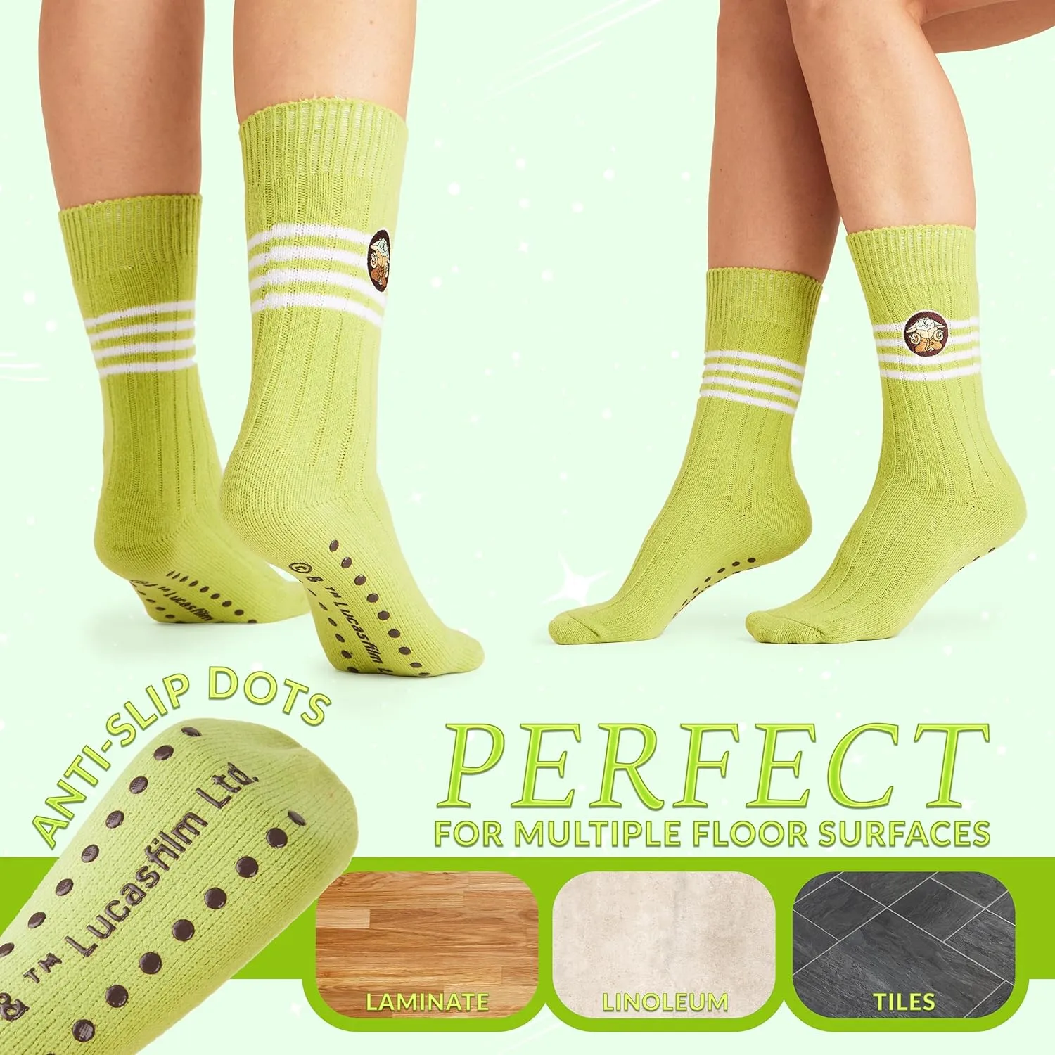 Disney Stitch Bed Socks for Women Teenagers Warm Baby Yoda Slipper Socks Non Slip One Size Stitch Gifts