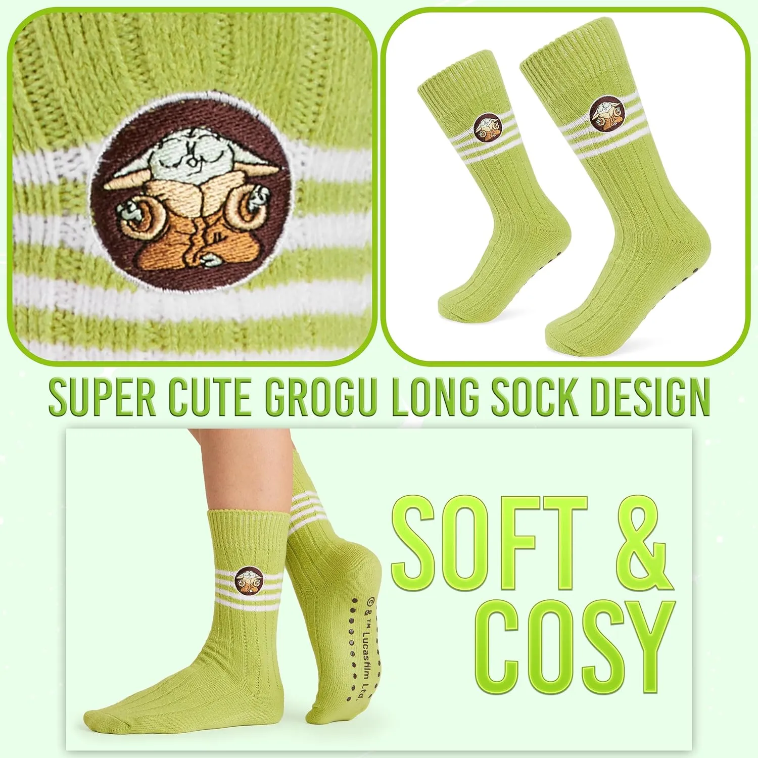 Disney Stitch Bed Socks for Women Teenagers Warm Baby Yoda Slipper Socks Non Slip One Size Stitch Gifts