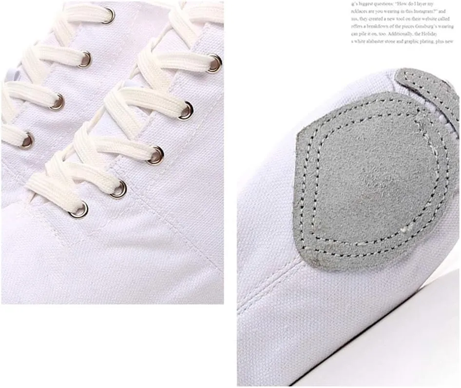 DKZSYIM Lace-up Canvas Dance Shoes Flat Jazz Shoes for Practice, Suitable for Women,Model GB-JS