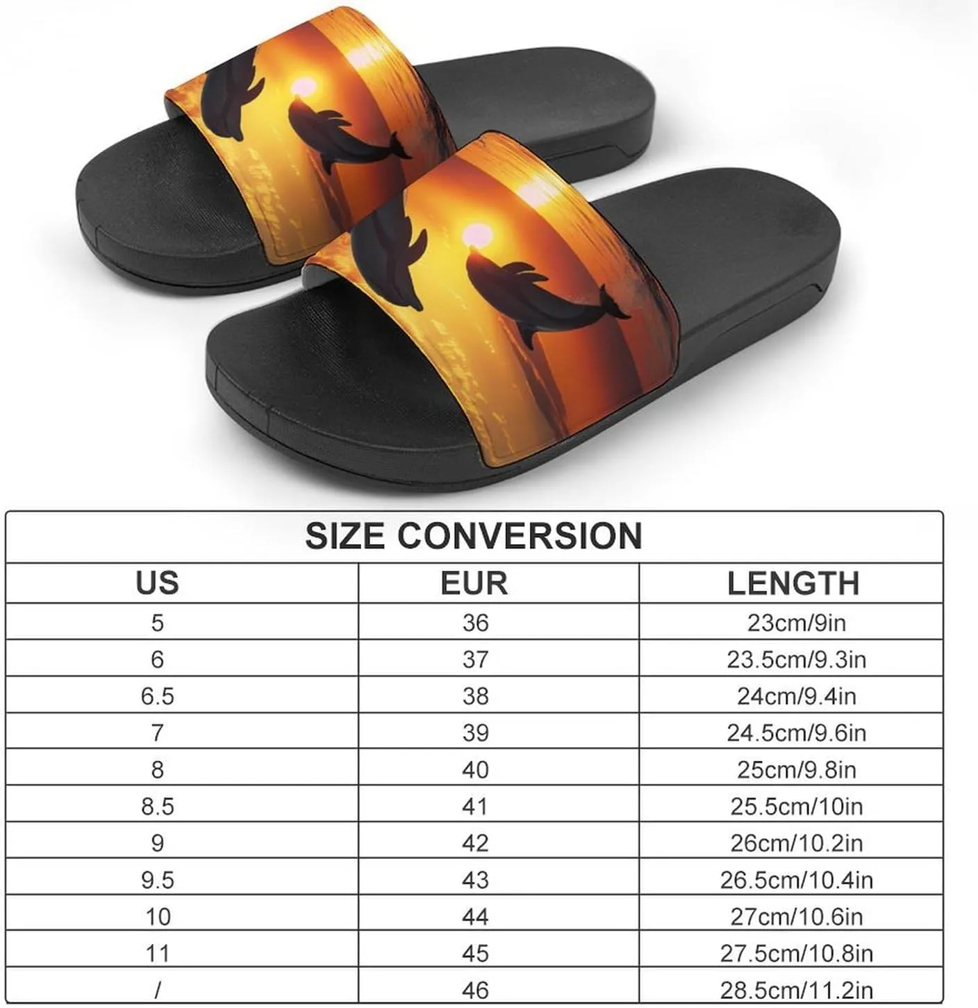 Dolphin Sunset Slippers for Women Men Anti-Slip Shower Slides Open Toe Slippers for Home Outdoor Beach