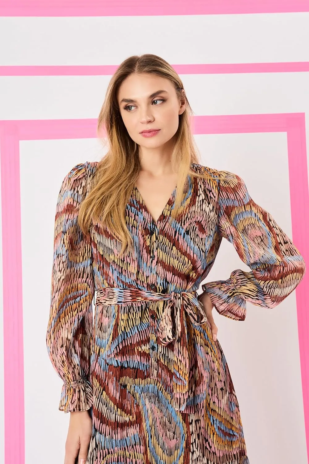 Donna Morgan Long Sleeve Midi Wrap Bridal Shower Or Wedding Guest Work Dresses for Women