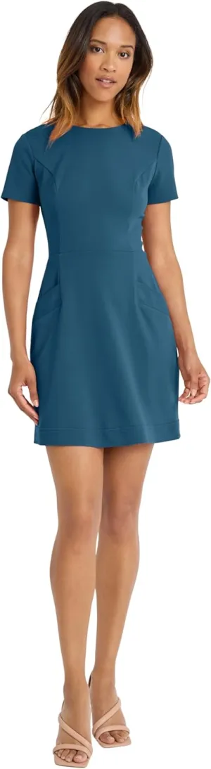 Donna Morgan Women's Jewel Neck Fit and Flare Desk to Dinner Dress Workwear Career Office Event Guest of