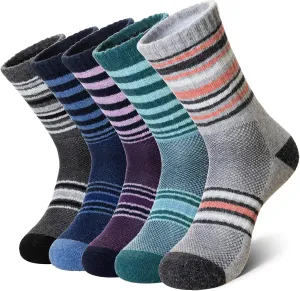 DoSmart Merino Wool Hiking Socks for Women Thermal Winter Warm Moisture Wicking Boot Work Cushion Gift Socks 5 Pairs
