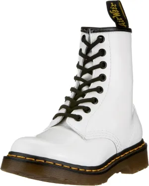 Dr. Martens Women's 1460 Softy T 8 Eye Boot Combat, White Patent Lamper, 4 UK (6 M US Womens)