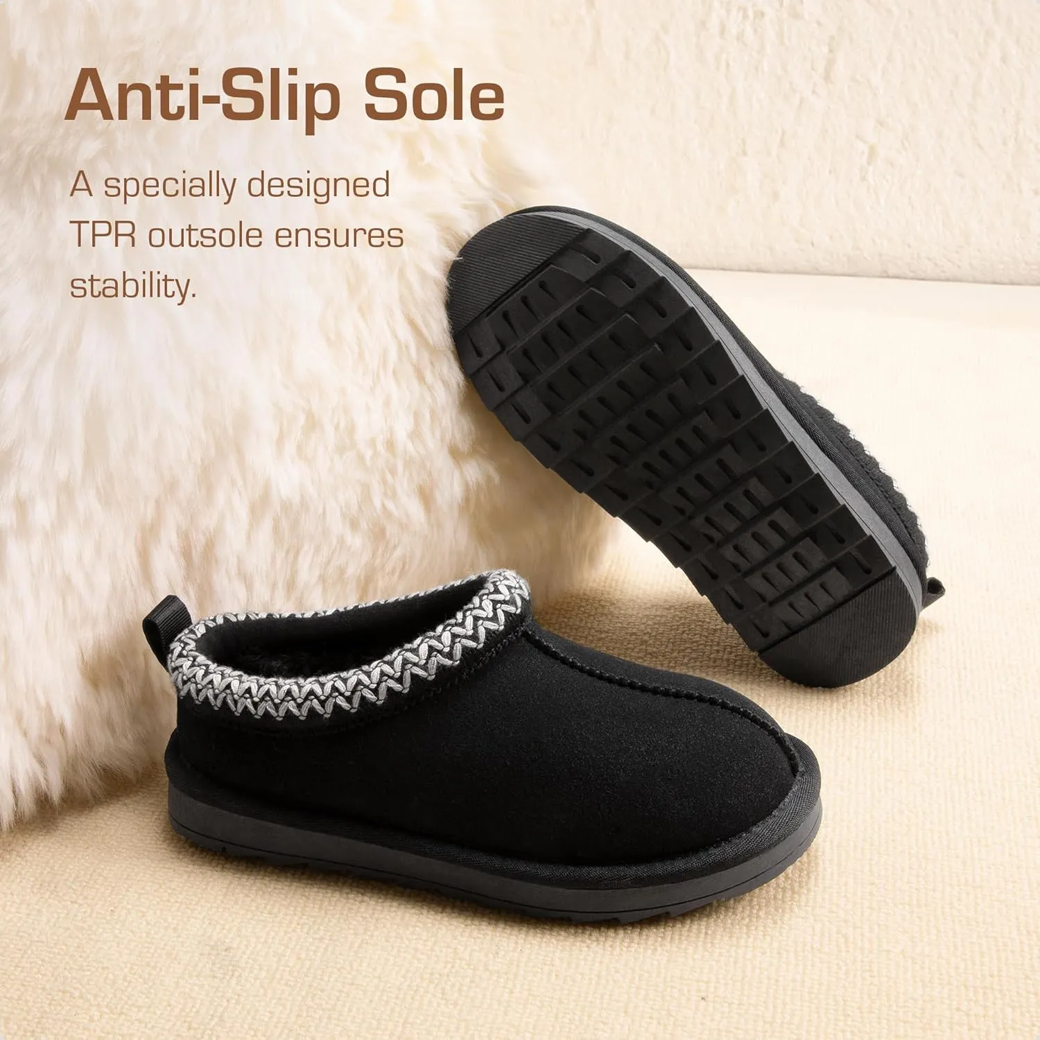 DREAM PAIRS Girls Boys Slippers Kids House Fuzzy Indoor Outdoor FuzzyEasy Kid's Slip-on Slipper for Little Kid Big Kid