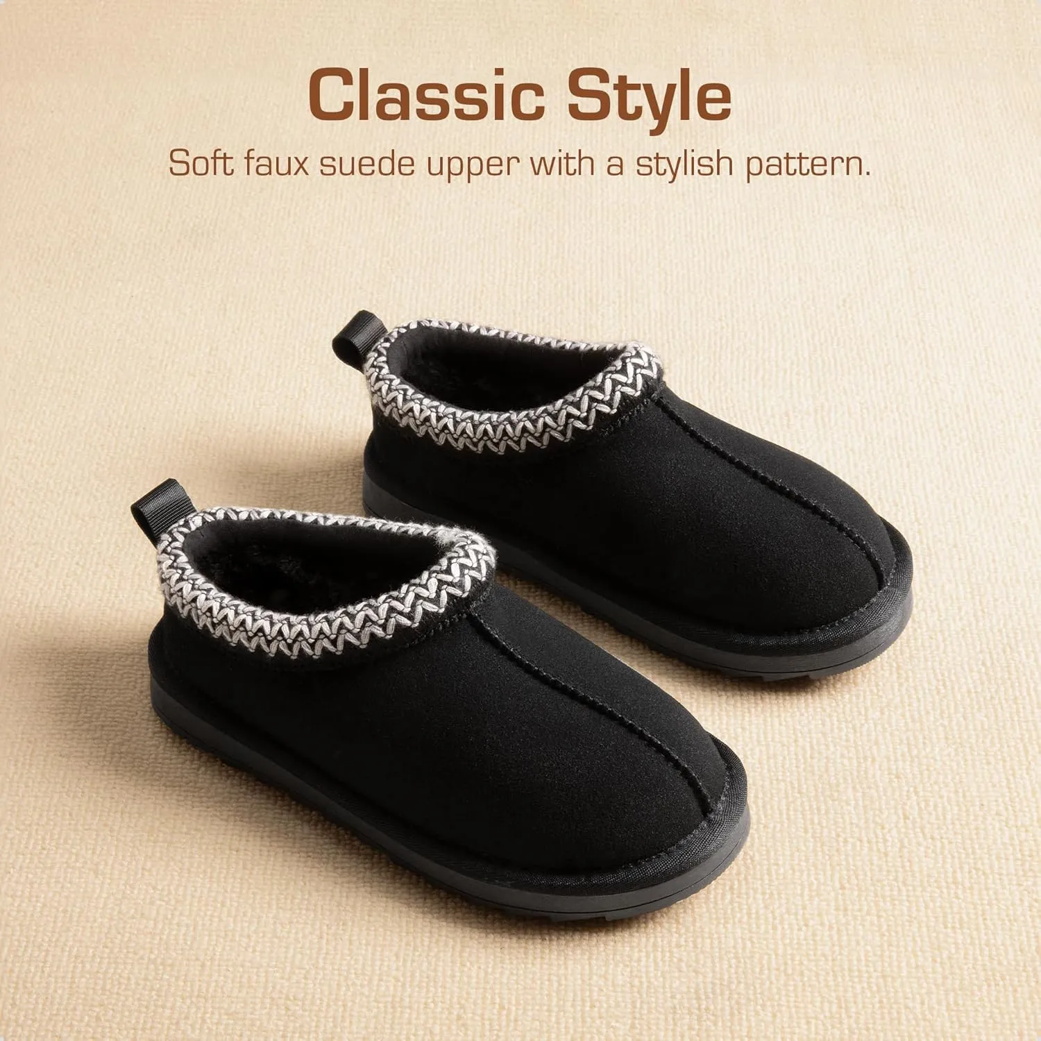 DREAM PAIRS Girls Boys Slippers Kids House Fuzzy Indoor Outdoor FuzzyEasy Kid's Slip-on Slipper for Little Kid Big Kid