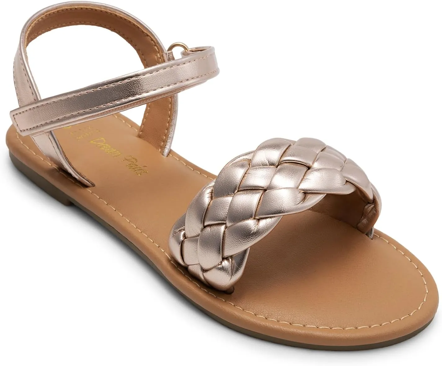 DREAM PAIRS Girls Sandals Classic Open Toe Braided Flat Sandals Summer Dress Shoes