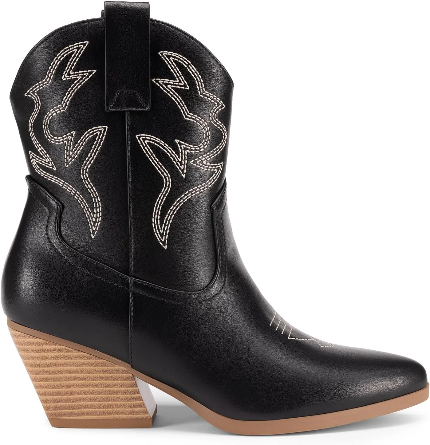 DREAM PAIRS Women's Cowboy Cowgirl Boots Embroidered Stitched Short Western Boots Low Chunky Heel Pointed Toe Ankle Booties