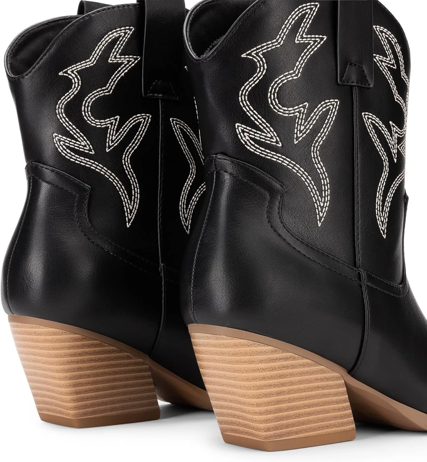 DREAM PAIRS Women's Cowboy Cowgirl Boots Embroidered Stitched Short Western Boots Low Chunky Heel Pointed Toe Ankle Booties