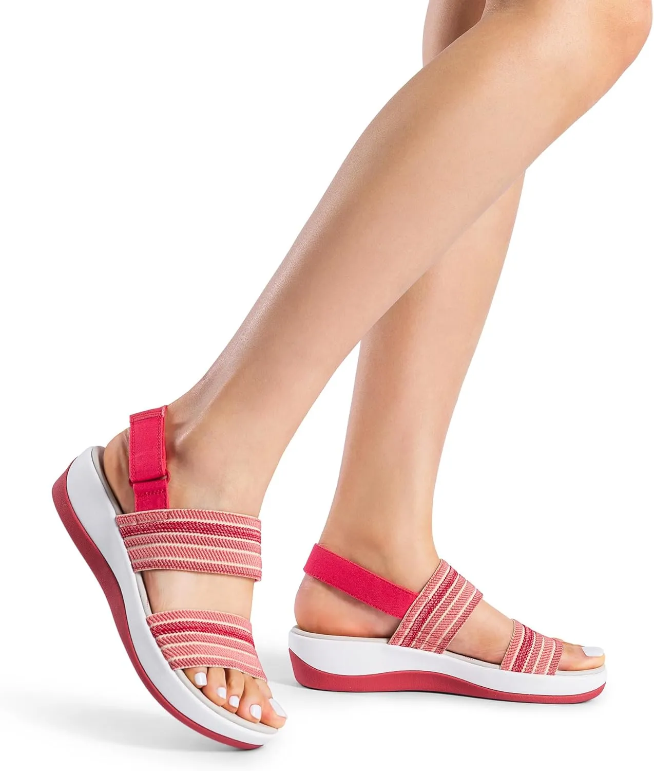 DREAM PAIRS Women's Walking Sandals Lightweight Soft Footbed Low Wedge Comfort Indoor Outdoor Flat Sandals