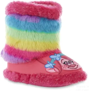 Dreamworks Toddler Girls' Trolls Pink/Rainbow Bootie Slipper (13-1 M US Little Kid, Pink)