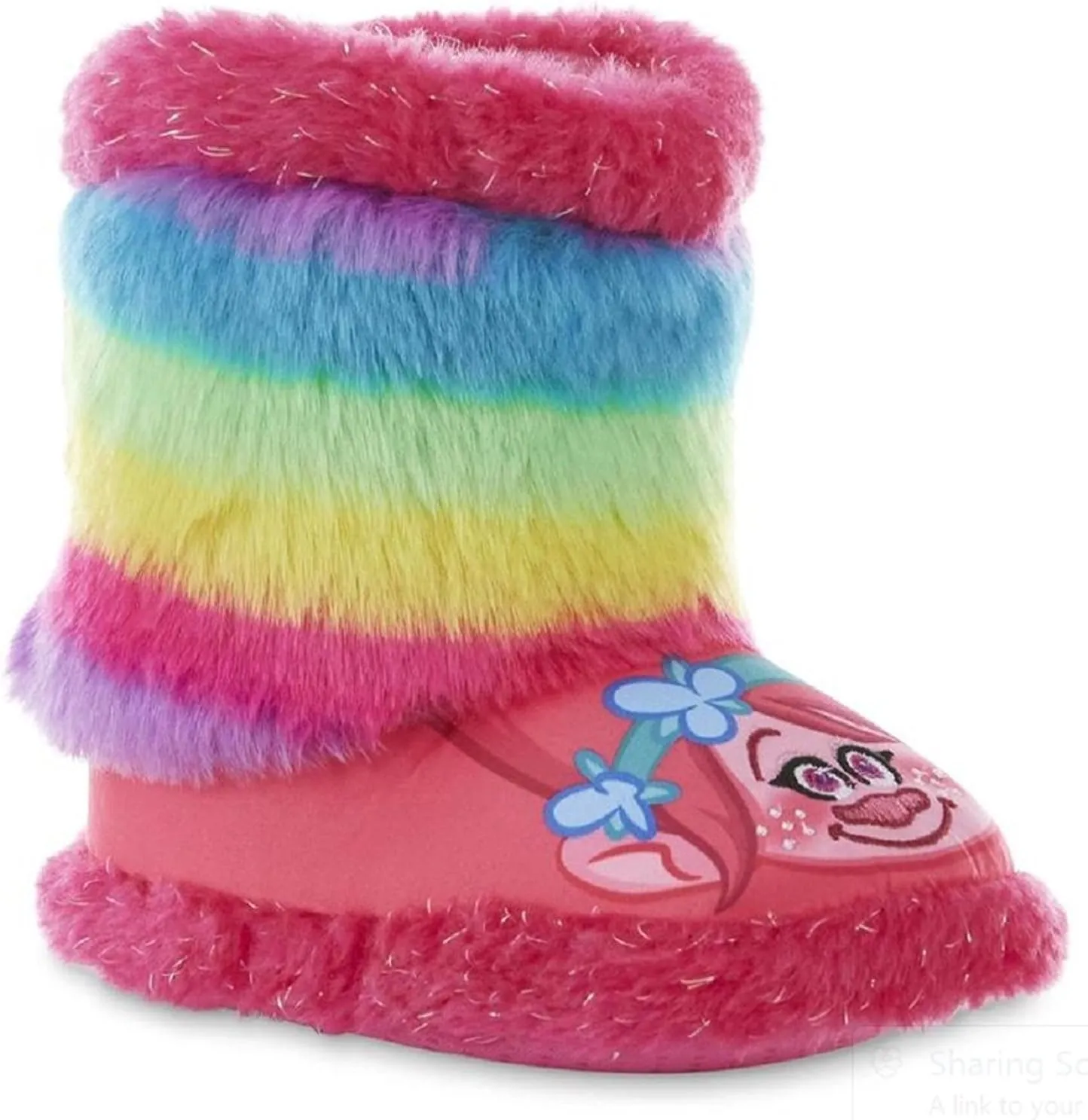 Dreamworks Toddler Girls' Trolls Pink/Rainbow Bootie Slipper (13-1 M US Little Kid, Pink)