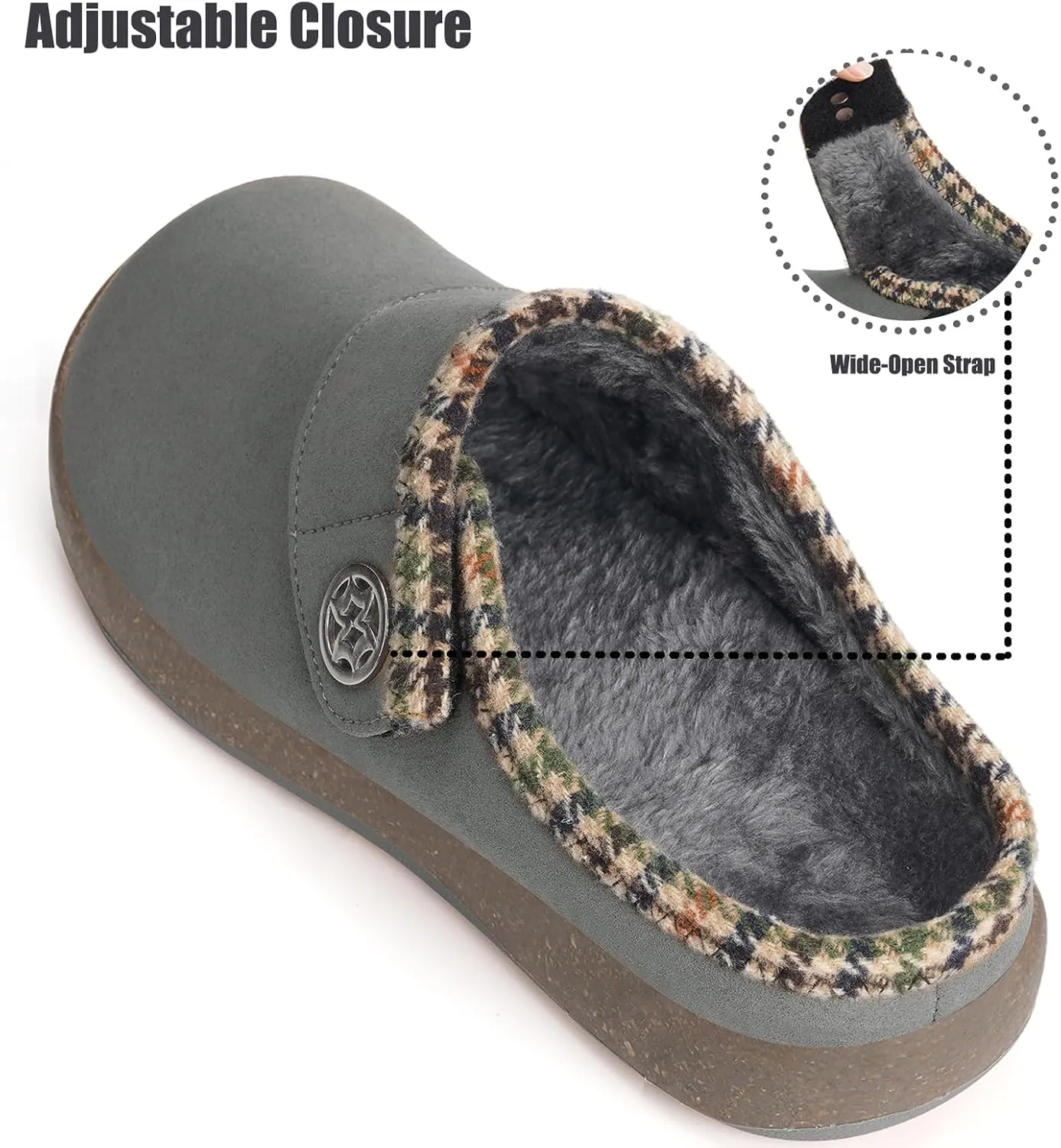 Eagsouni Women's Men's Slippers Suede Fuzzy Slippers with Arch Support Orthotic Winter Warm Fur Lined Slip on House Shoes Indoor Outdoor for Plantar Fasciitis