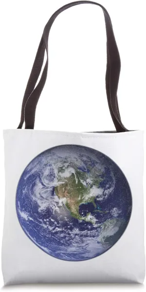 Earth Planet Earth North America Flat Globe Space Clouds Tote Bag