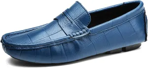 Easy to Put and Remove Smoking Loafer for Men Round Toe Faux Crocodile Leather Penny Loafer Comfortable Flexible Soft Driving Slip On for All Occasions