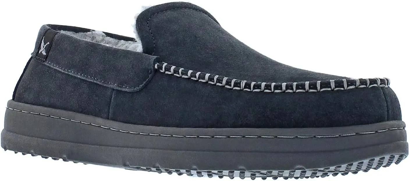 Eddie Bauer Men's Faux Fur Lining Flexible Rubber Sole Suede Leather Slipper