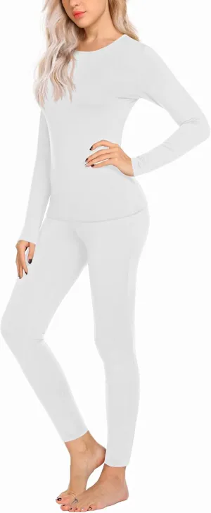 Ekouaer Thermal Underwear for Women Long Johns Sets Base Layer Lightweight 2 Pieces Pajams Set