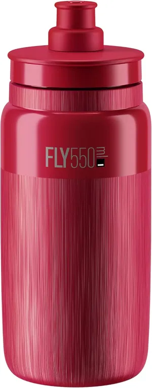 Elite Fly 550ml Water Bottle, Amaranth with Tex Grip – Lightweight and Ergonomic for Cyclists