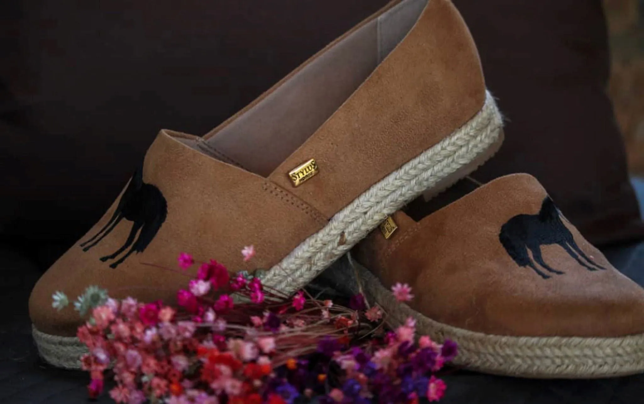 Equine Women's Loafer - Tan Suede with embroided horse