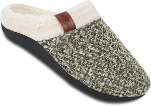 ERGOfoot Orthopedic Slippers with Arch Support, Slip-On Knit Soft Sherpa Lining House Slipper, Plantar Fasciitis Relief, Orthotic House Shoes with Indoor Outdoor Anti-Skid Rubber Sole