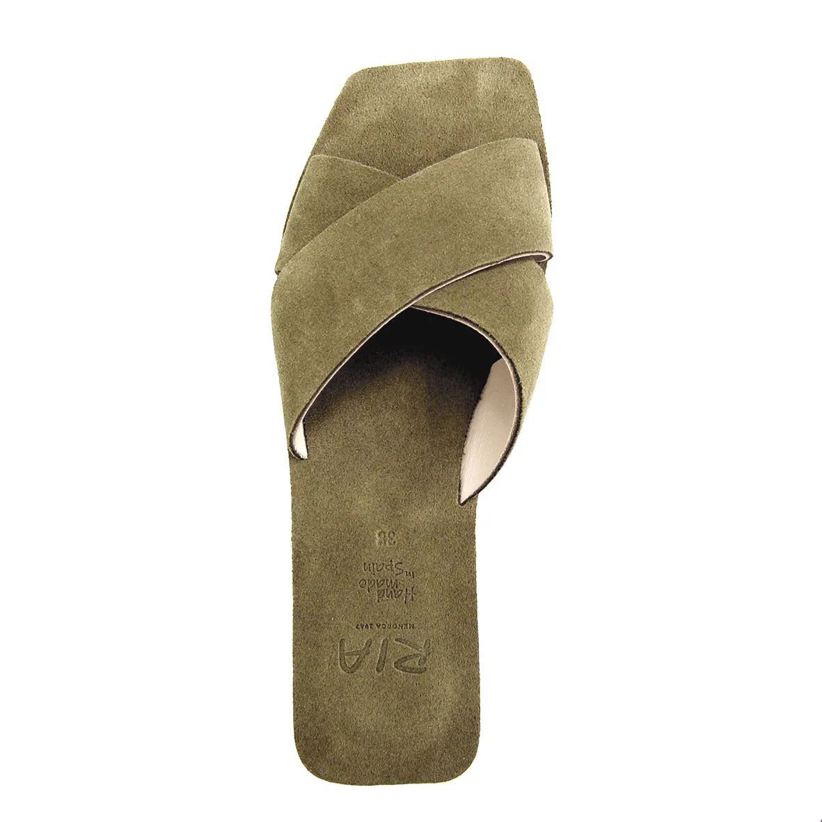 Eterna Spanish Leather Slide in Khaki Green