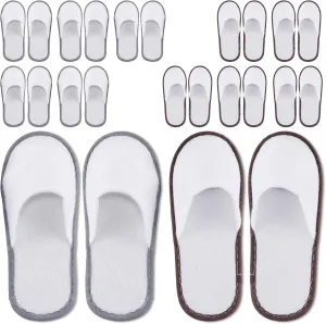 FACULX 12 Pairs Disposable Slippers for Guests - Bulk Non-Slip SPA Slippers Reusable Indoor Slipper for Hotel Party, SPA House, Travel, Shoeless Home (White)