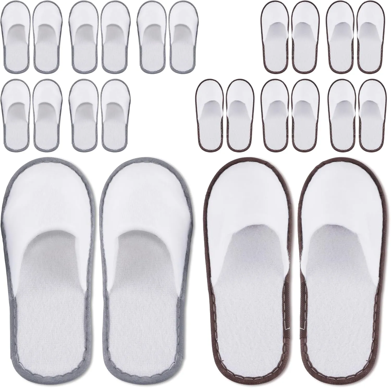 FACULX 12 Pairs Disposable Slippers for Guests - Bulk Non-Slip SPA Slippers Reusable Indoor Slipper for Hotel Party, SPA House, Travel, Shoeless Home (White)