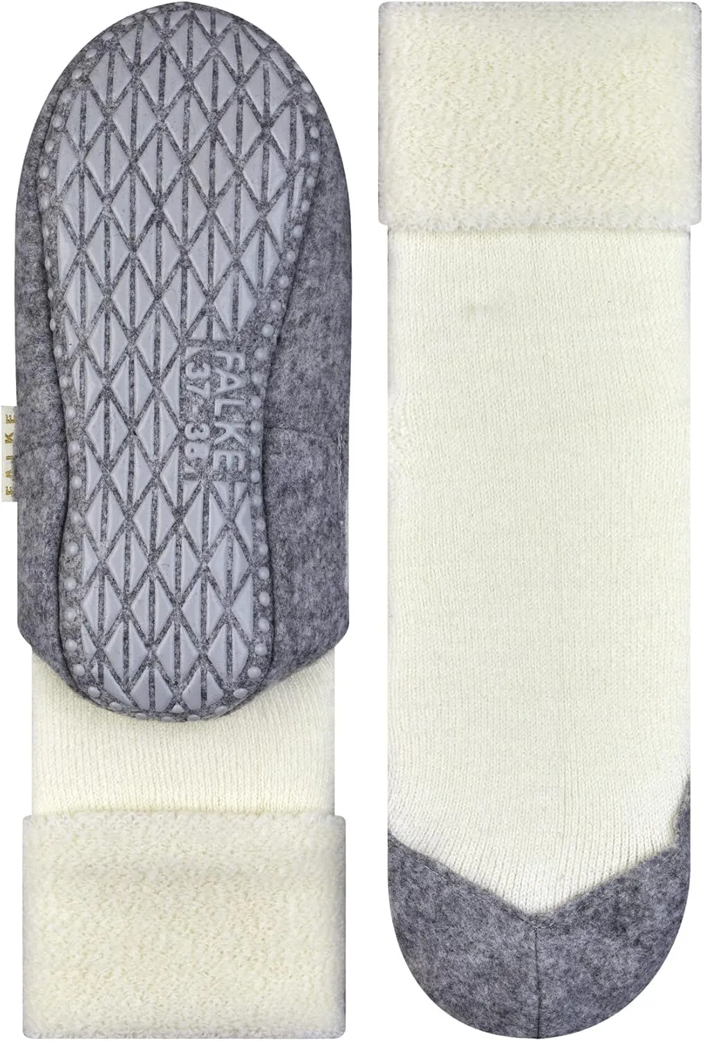 FALKE Women's W HP Cosyshoe Slipper Sock Merino Wool Grey Pink White 1 Pair, 6.5-7.5