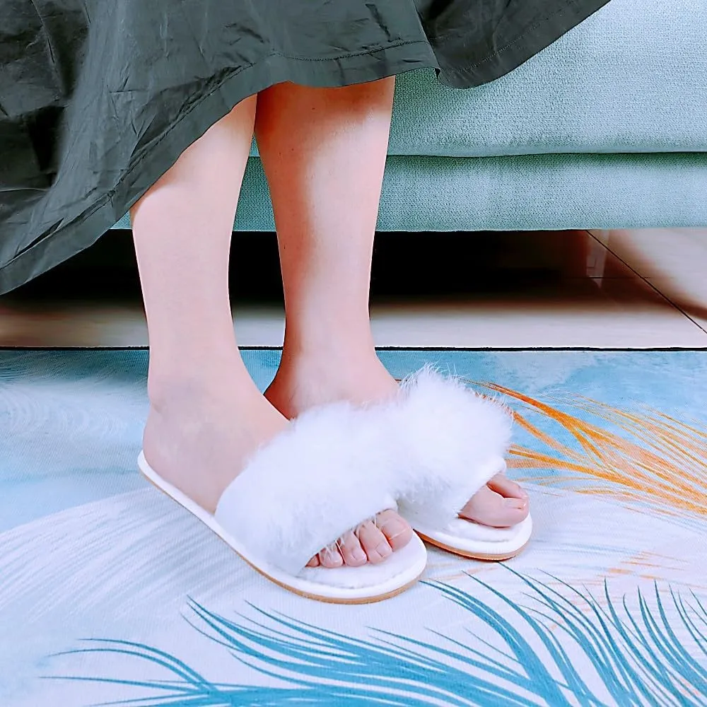FAYUEKEY Fuzzy Slippers for Women Fluffy Furry House Bedroom Shoes