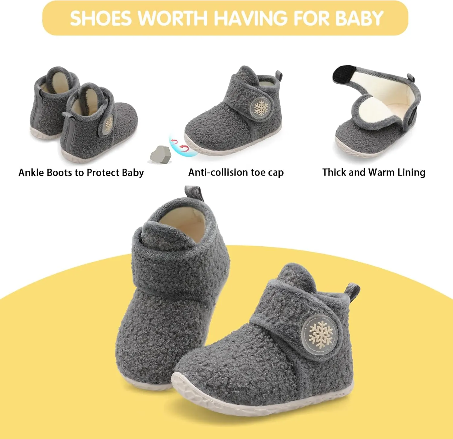 FEETCITY Baby Booties Girls Boys Infant Slippers First Walkers Shoes Warm Socks Newborn Crib Shoes